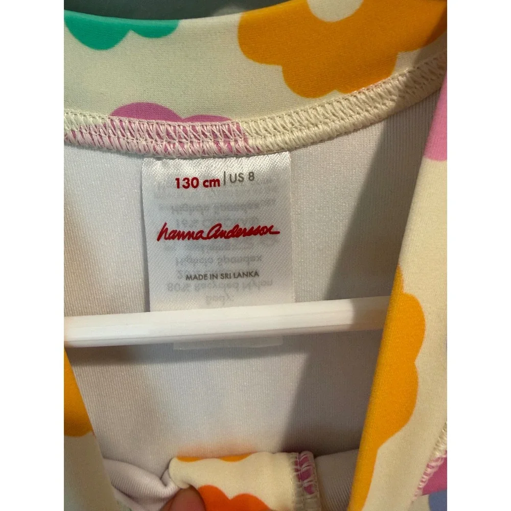 Hanna Andersson Kids Retro Floral Long Sleeve Rash Guard Swimsuit US 8 130cm